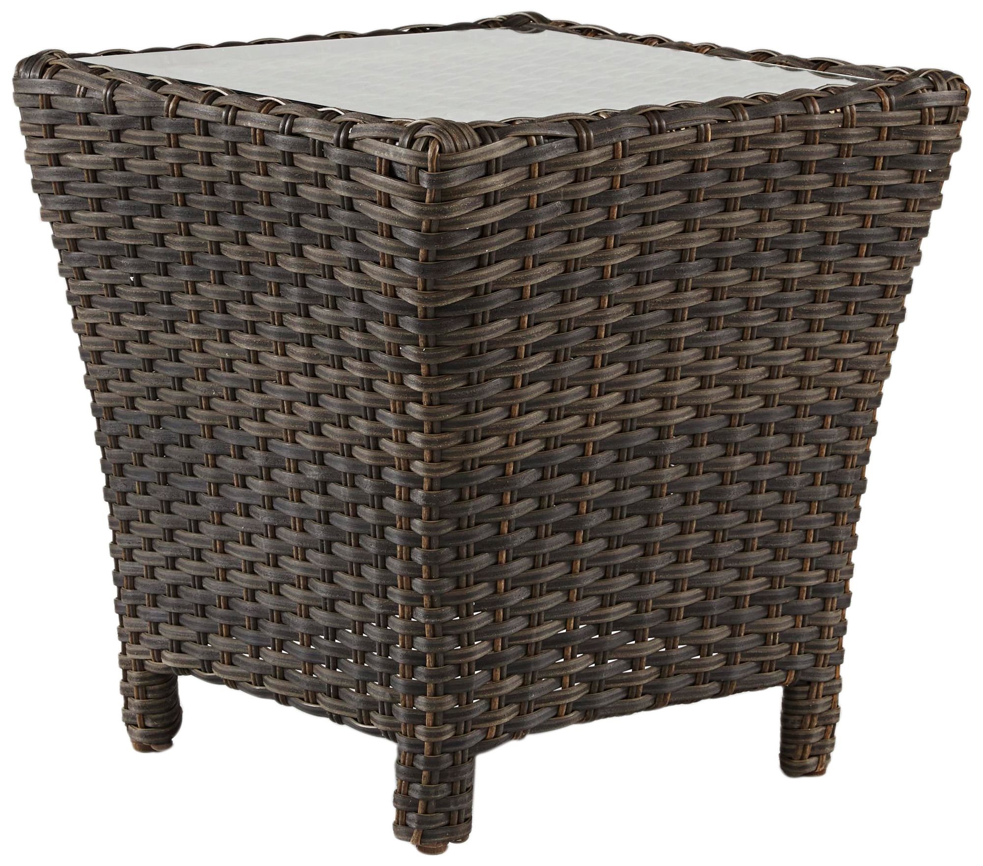 Giulia Glass Top and Charcoal Brown Outdoor End Table
