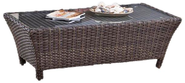 Giulia Glass Top and Charcoal Brown Outdoor Coffee Table