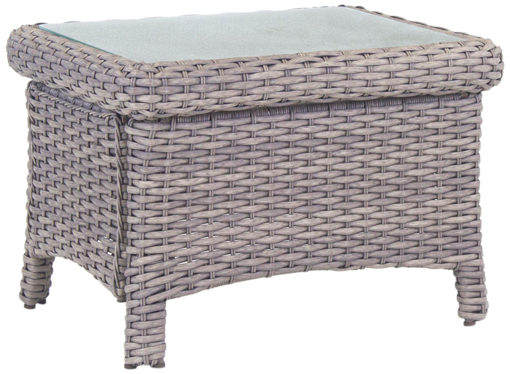 Isla Verde Glass Top and Stone Wicker Outdoor End Table