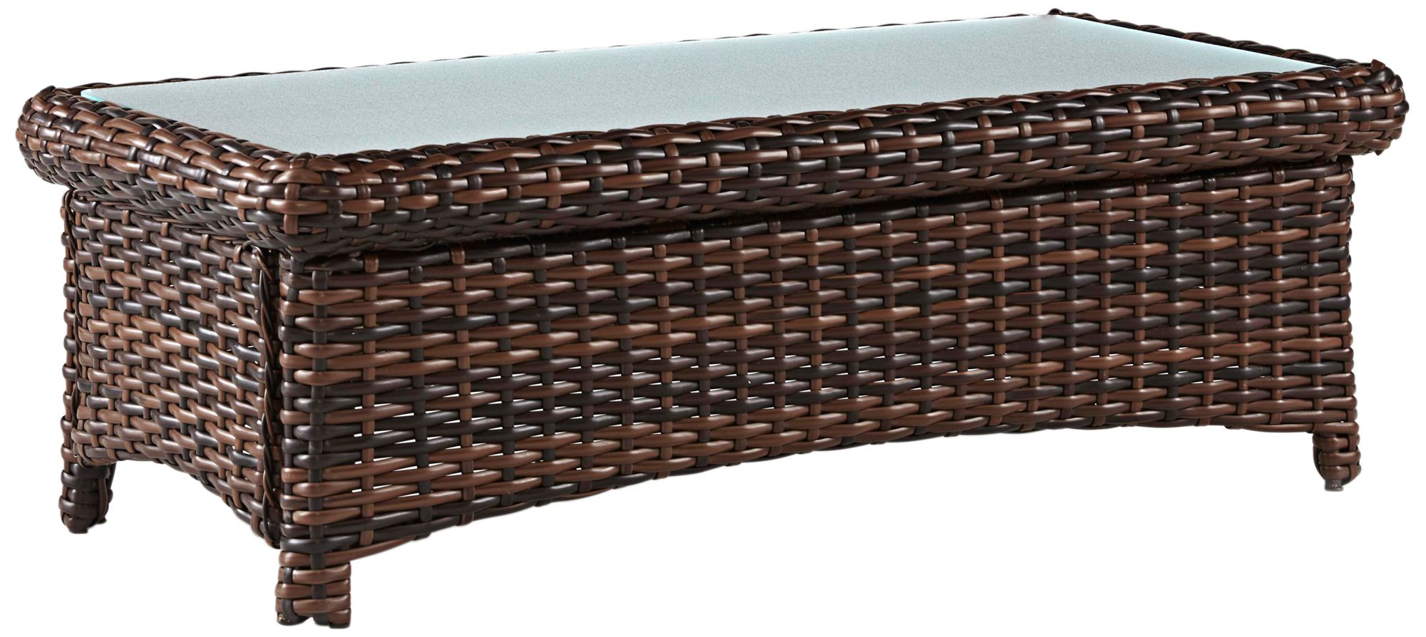 Isla Verde Glass Top and Espresso Wicker Outdoor Coffee Table