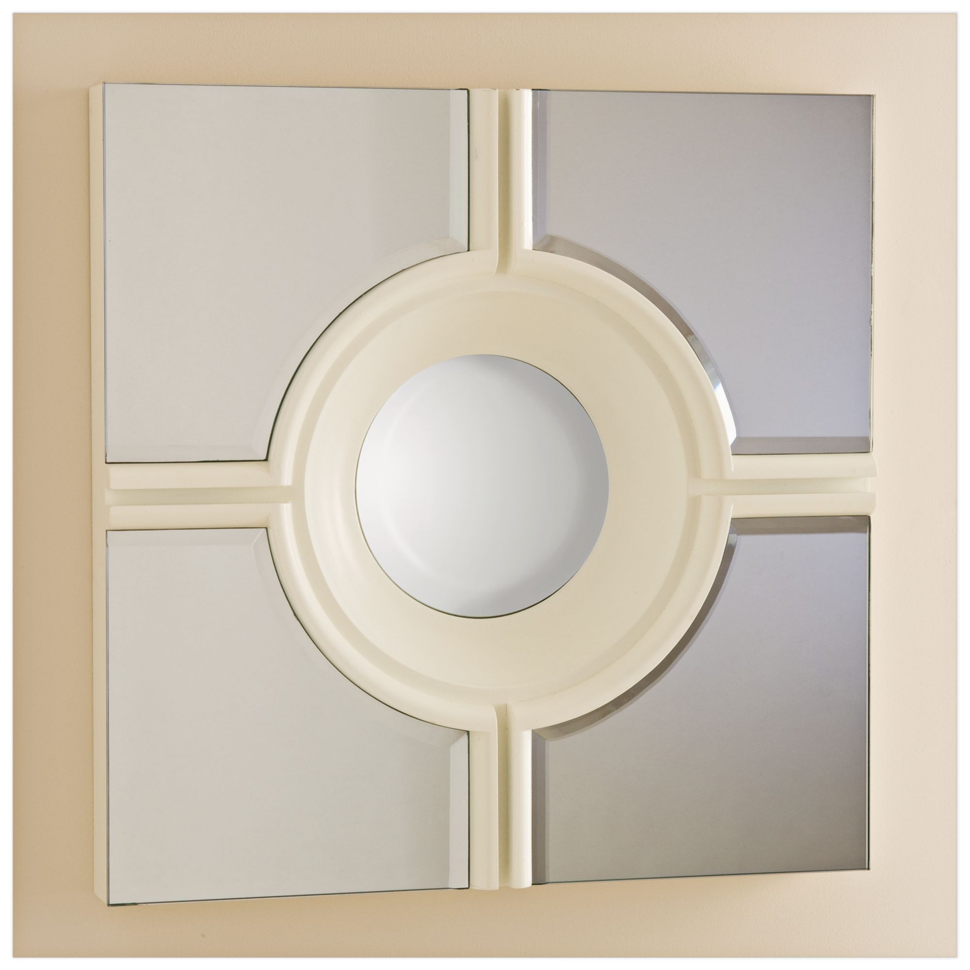 Bull's Eye Cross White 24" Square Wall Mirror
