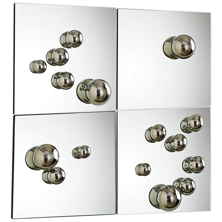 Sphere Glass 4 Piece 24 Square Wall, Decorative Square Wall Mirrors Set Of 4