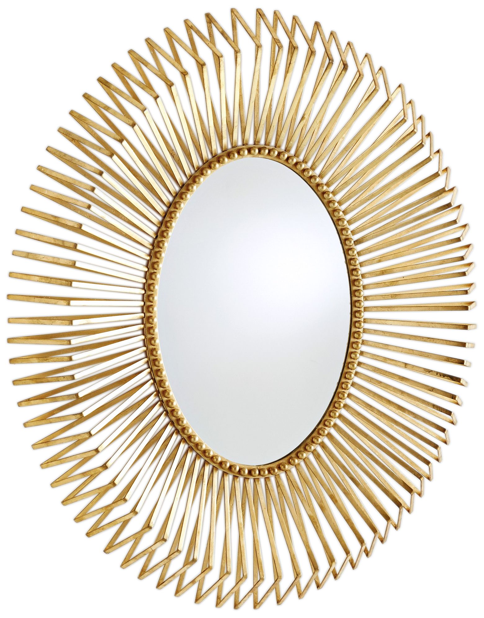 Andrea Gold Leaf 32" x 38" Oval Wall Mirror