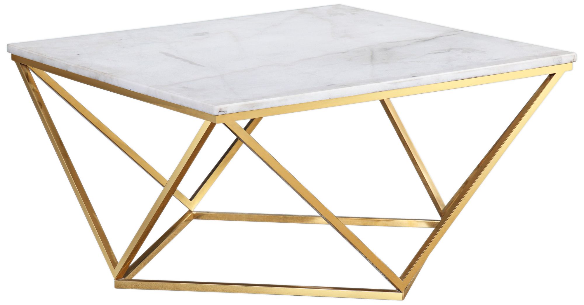 Leopold 30" Wide White and Gold Modern Cocktail Table