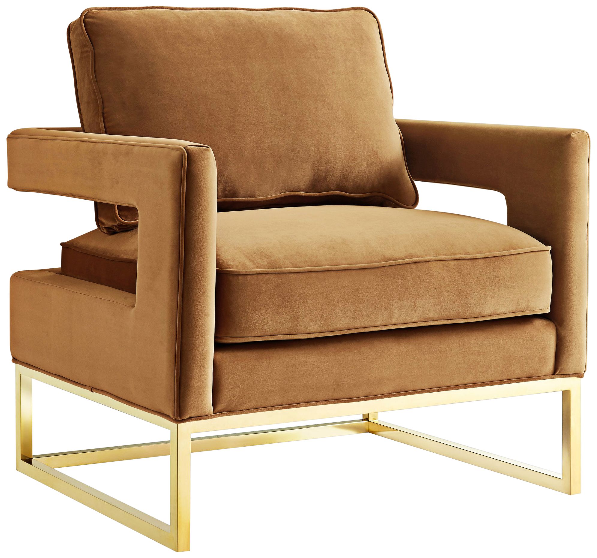 Avery Cognac Velvet Accent Armchair