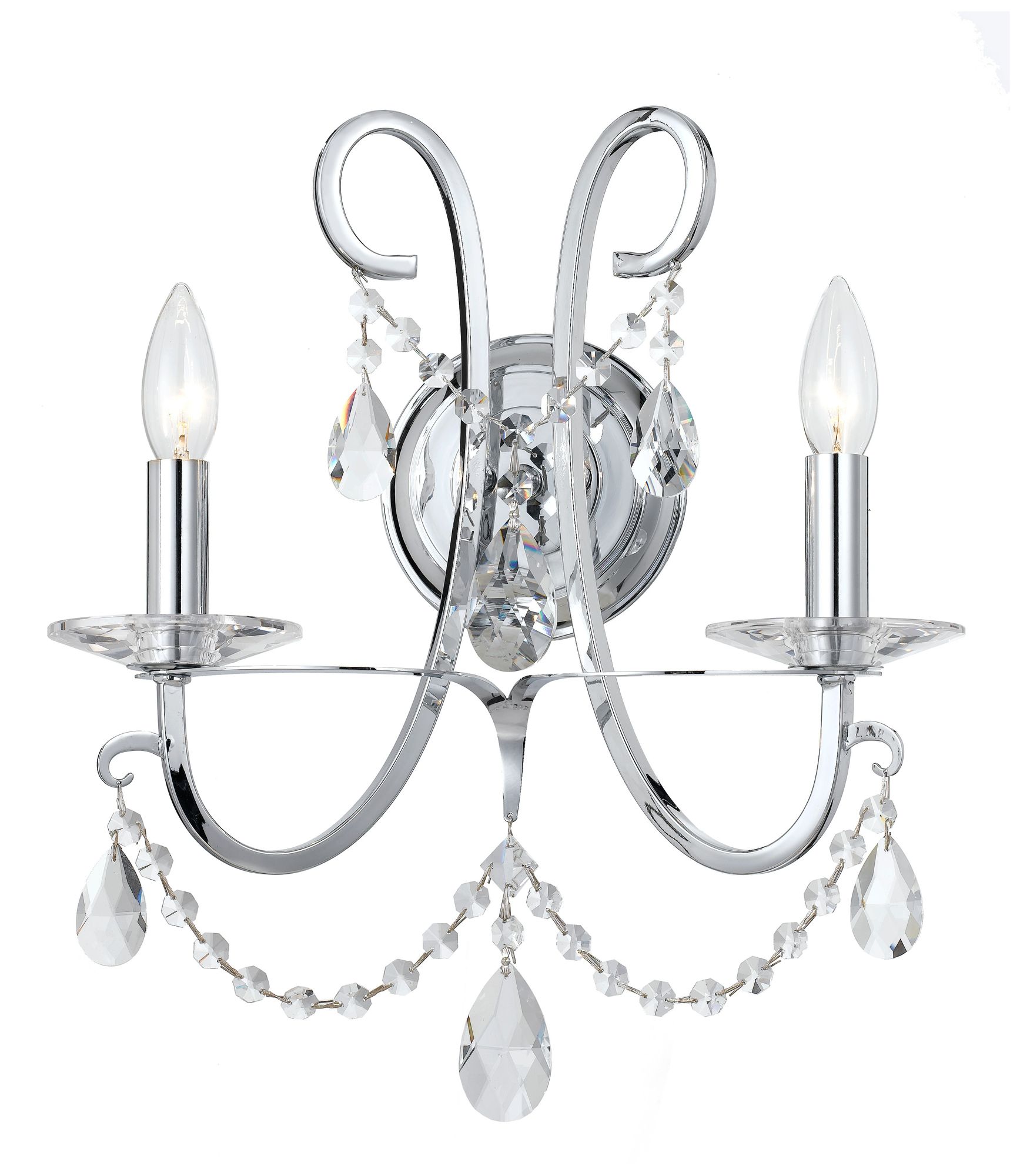 Othello 15 3/4" High Chrome Hand-Cut Crystal Wall Sconce