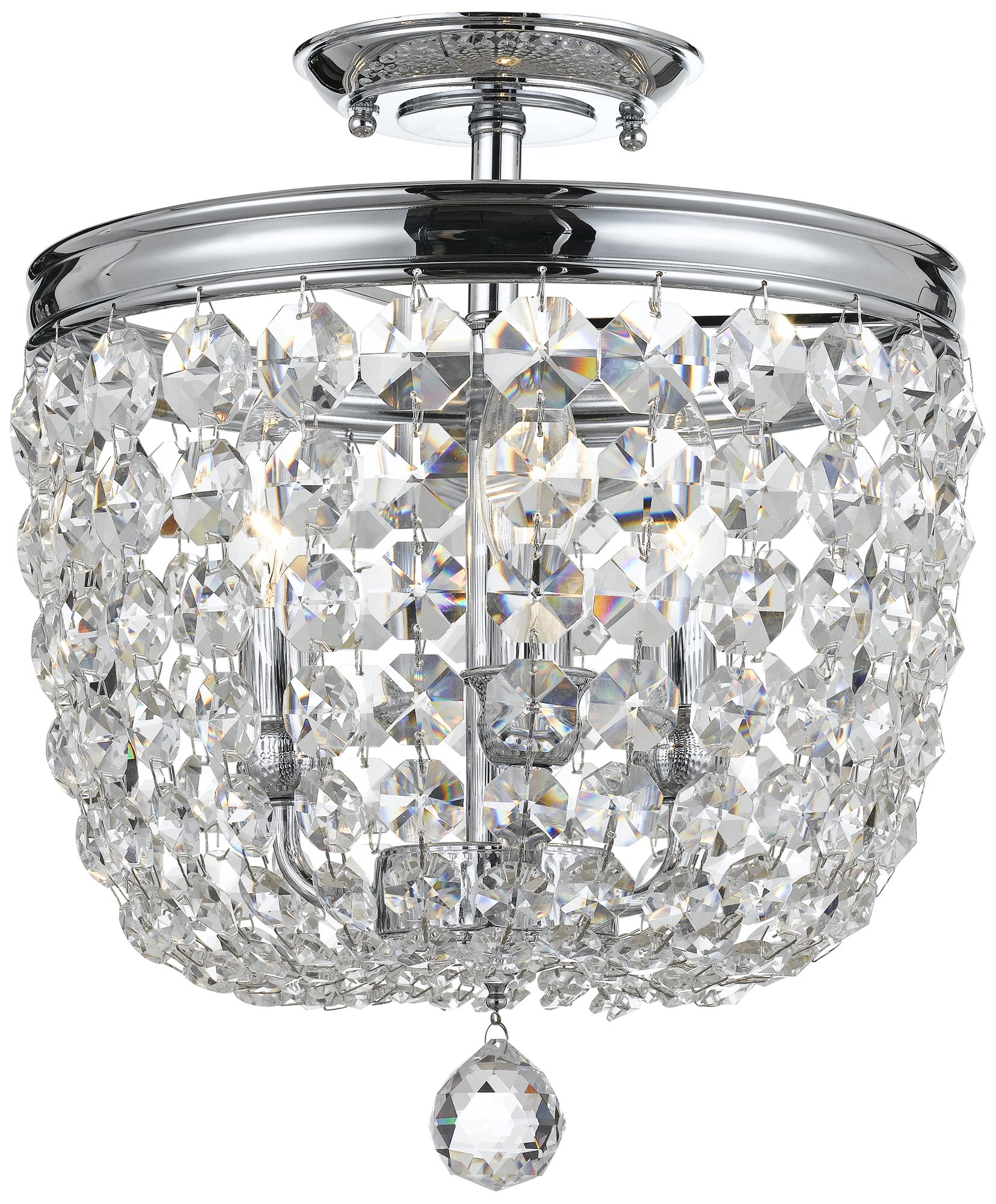 Archer 11 1/2" Wide Chrome Hand-Cut Crystal Ceiling Light