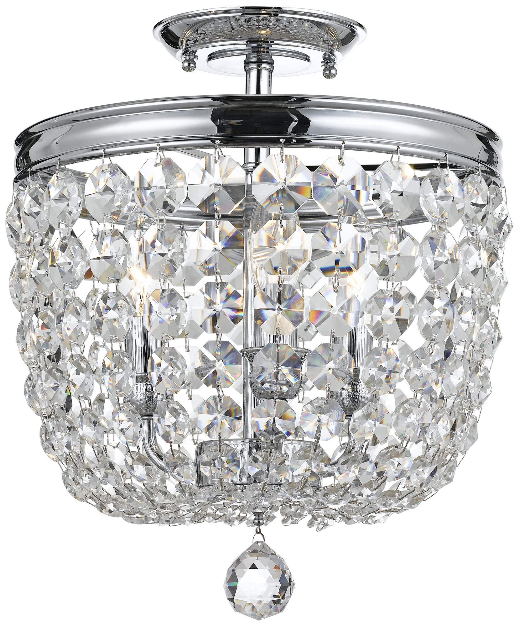 Archer 11 1/2" Wide Chrome Spectra Crystal Ceiling Light