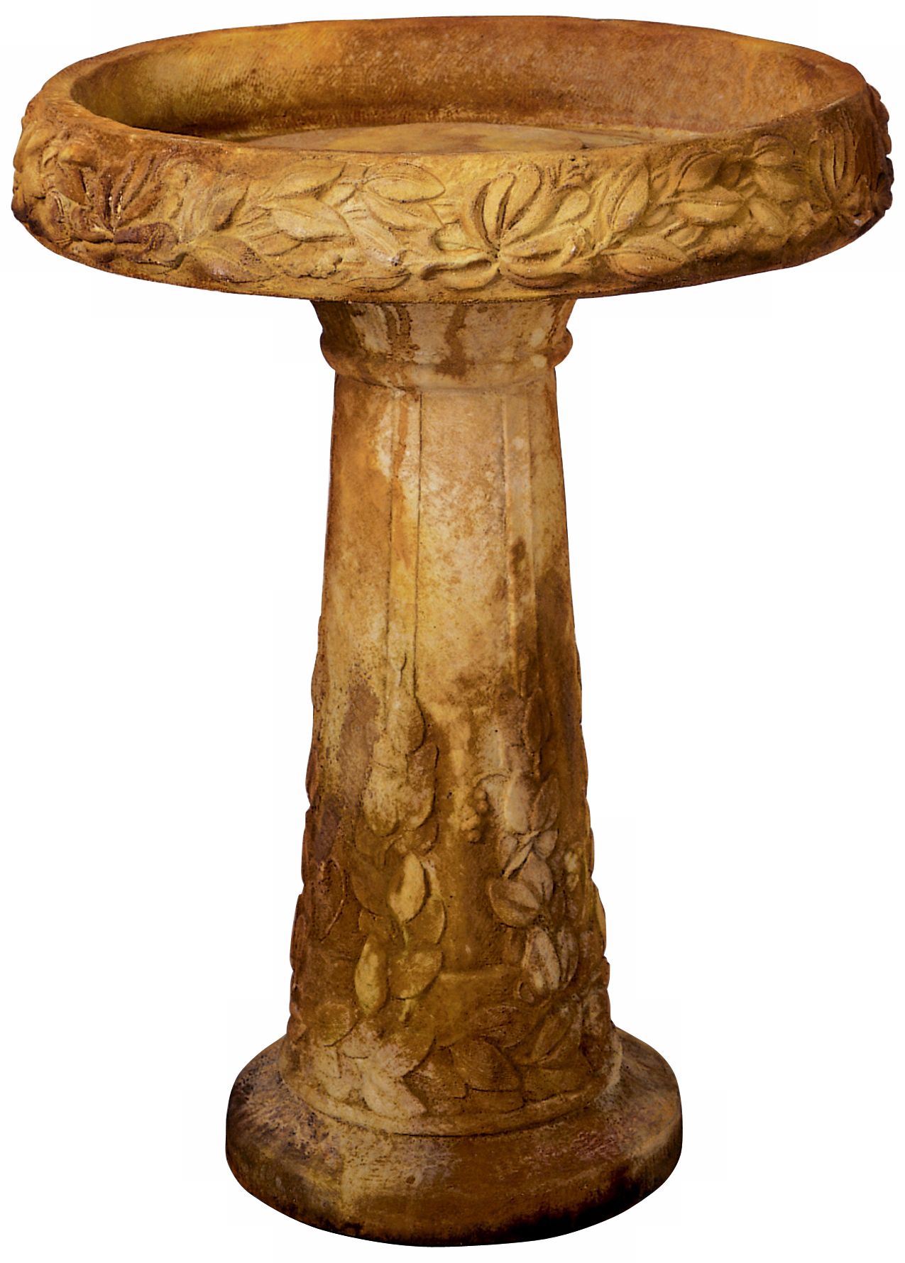 Henri Studio 28" High Honeysuckle Cast Stone Bird Bath