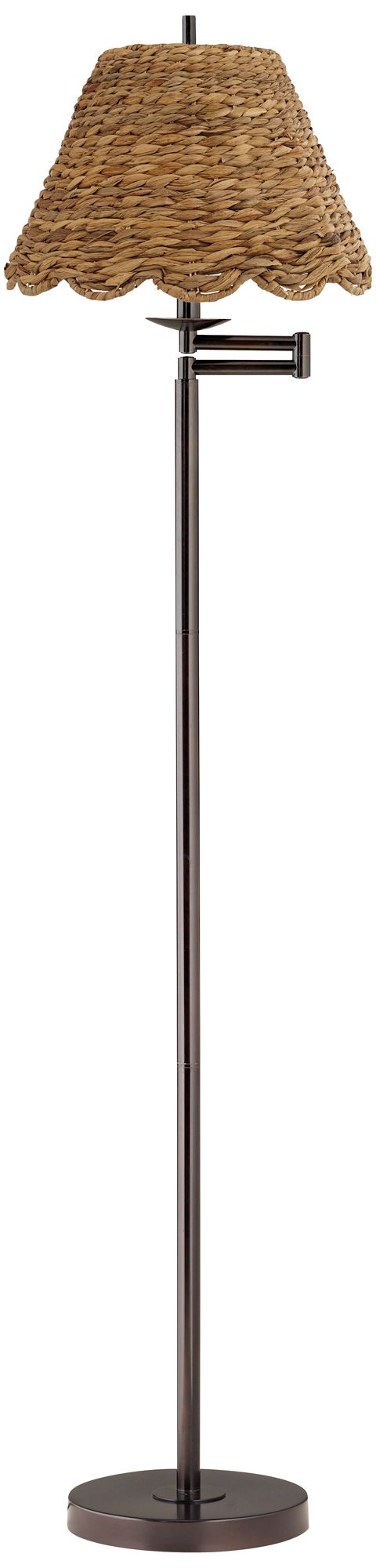 360 Lighting 60" High Natural Water Grass Shade Swing Arm Floor Lamp