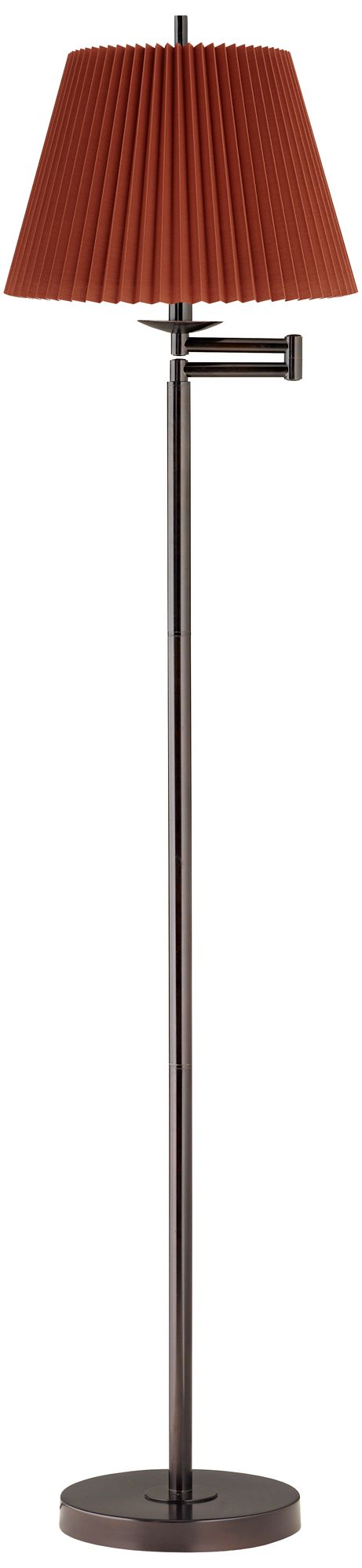 360 Lighting 60" High Rust Brown Pleated Shade Swing Arm Floor Lamp