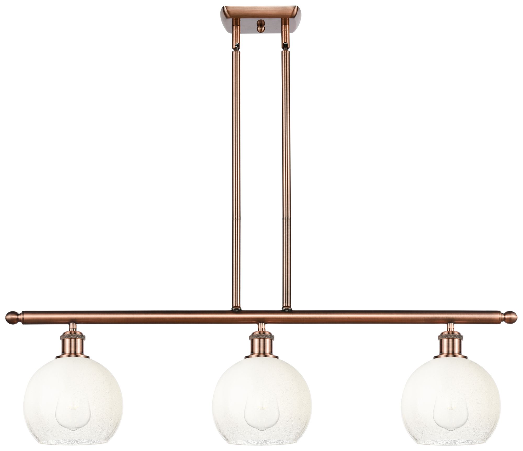 Innovations Lighting Brookhaven Globe 36"w 3-light Antique Copper Island Light W/ Opal Shade In Gold