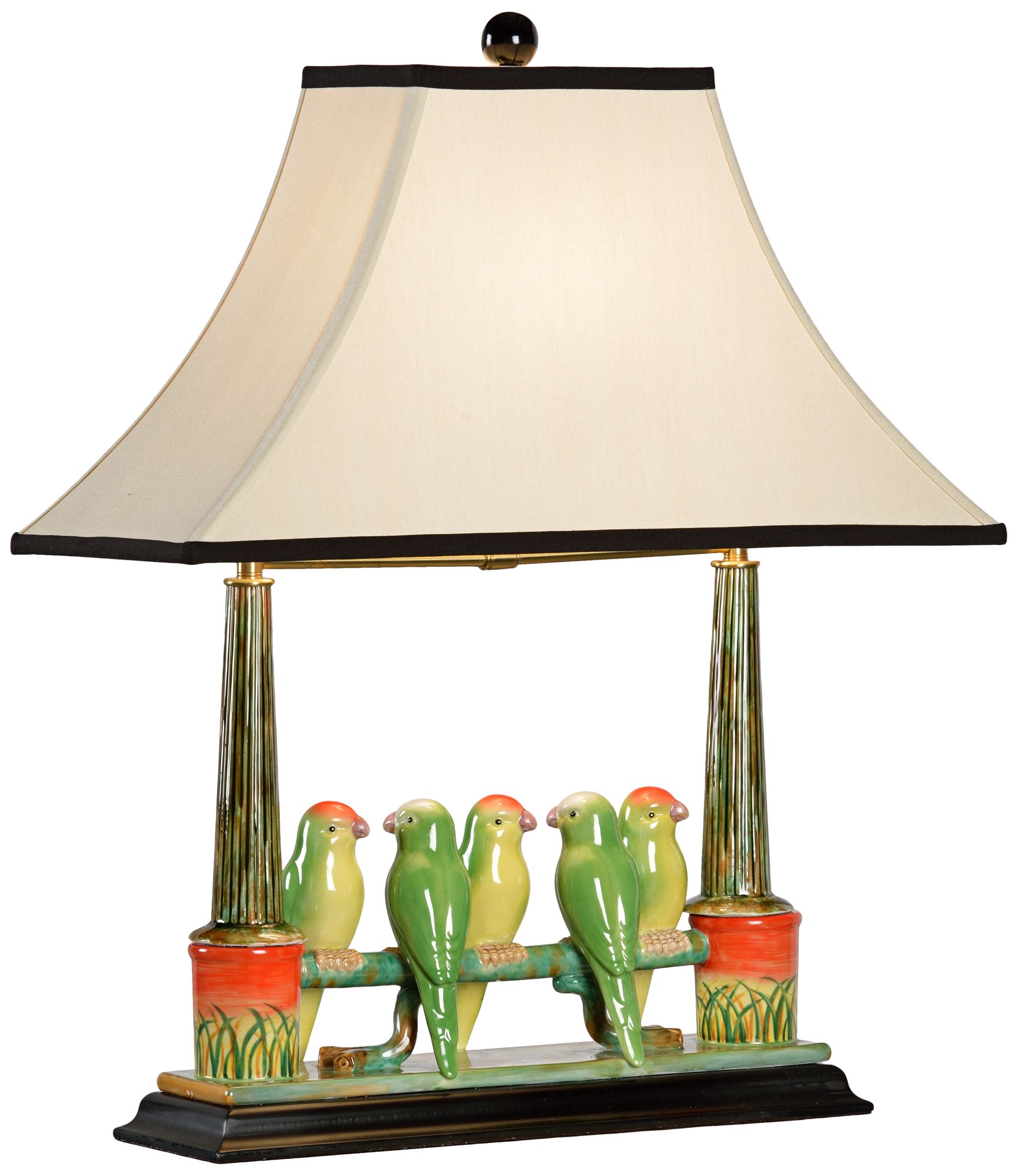 Wildwood Parrot Budgies Hand-Painted Ceramic Table Lamp