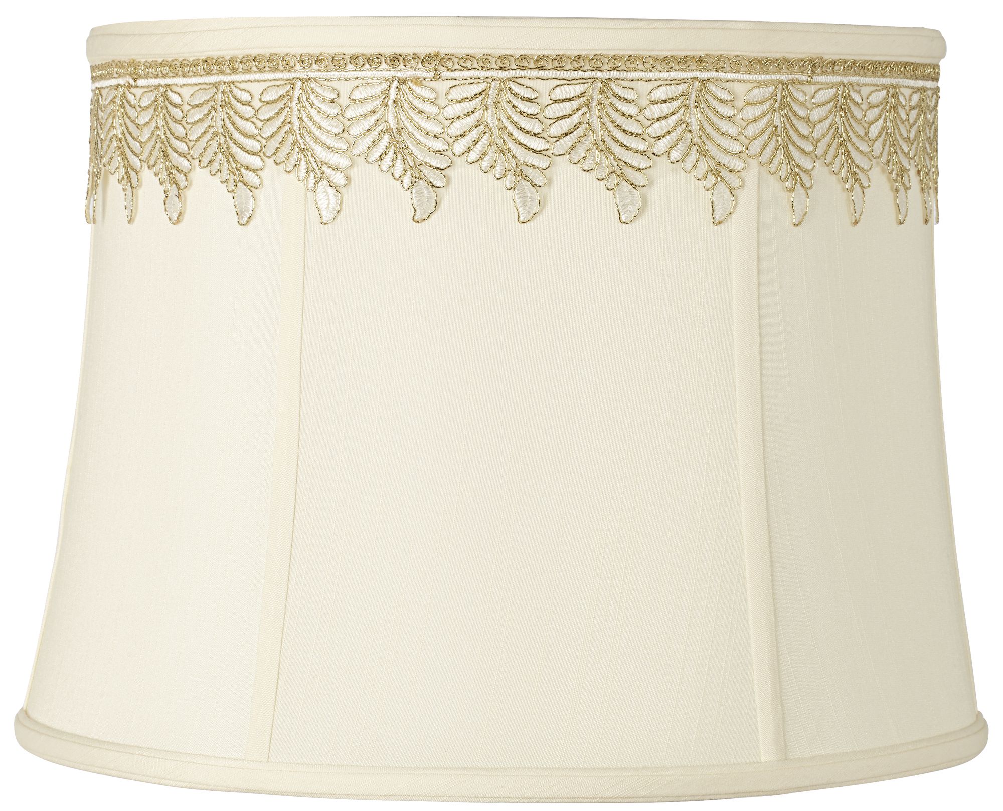 Drum Shade with Embroidered Leaf Trim 14x16x12 (Spider) 21A96