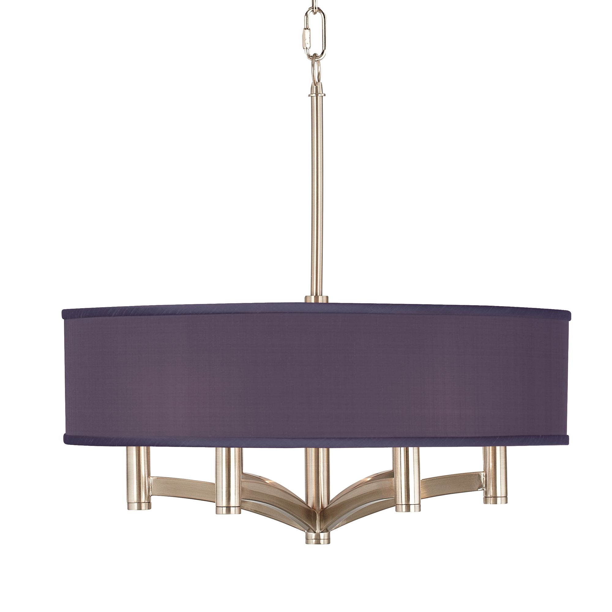 Eggplant Faux Silk Ava 6-Light Nickel Pendant Chandelier
