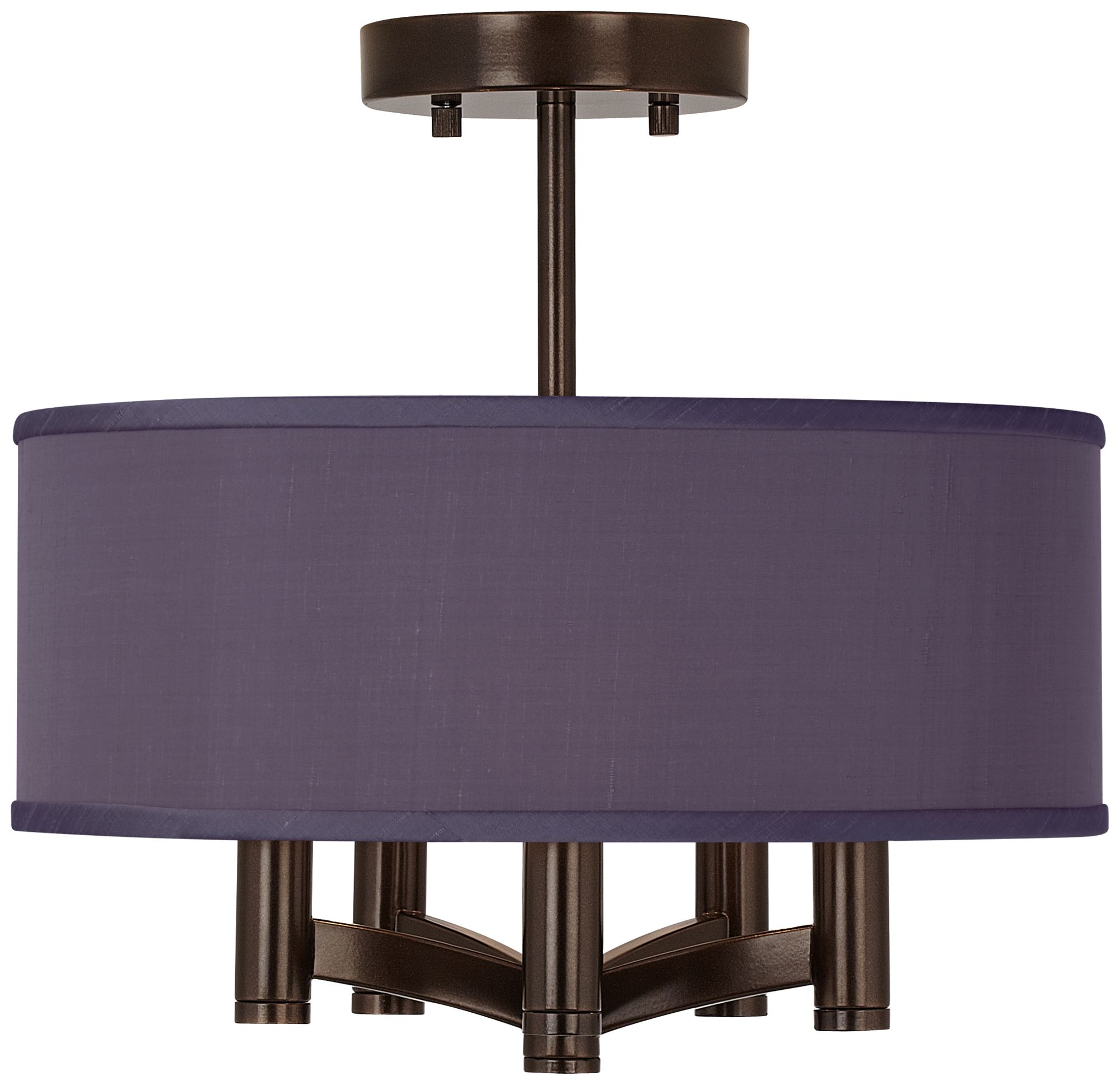 Eggplant Faux Silk Ava 5-Light Bronze Ceiling Light