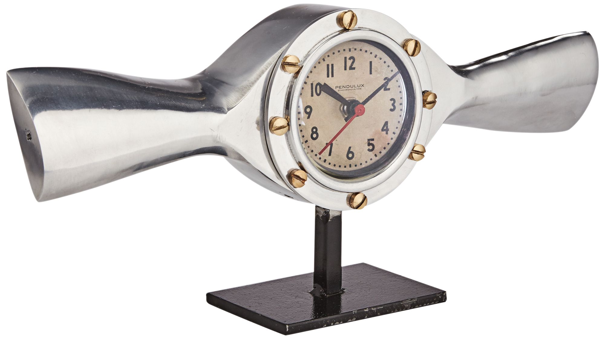 Sprinner 13" Wide Aluminum Retro Aviation Table Clock