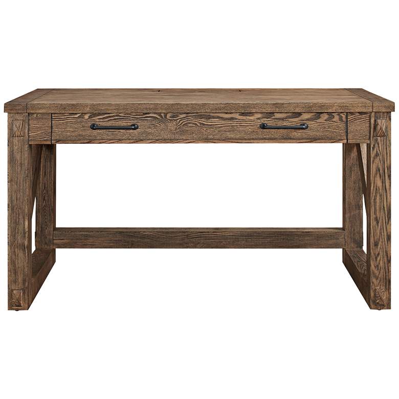 Avondale 58&quot; Wide Weathered Oak 1-Drawer Wood Writing Desk