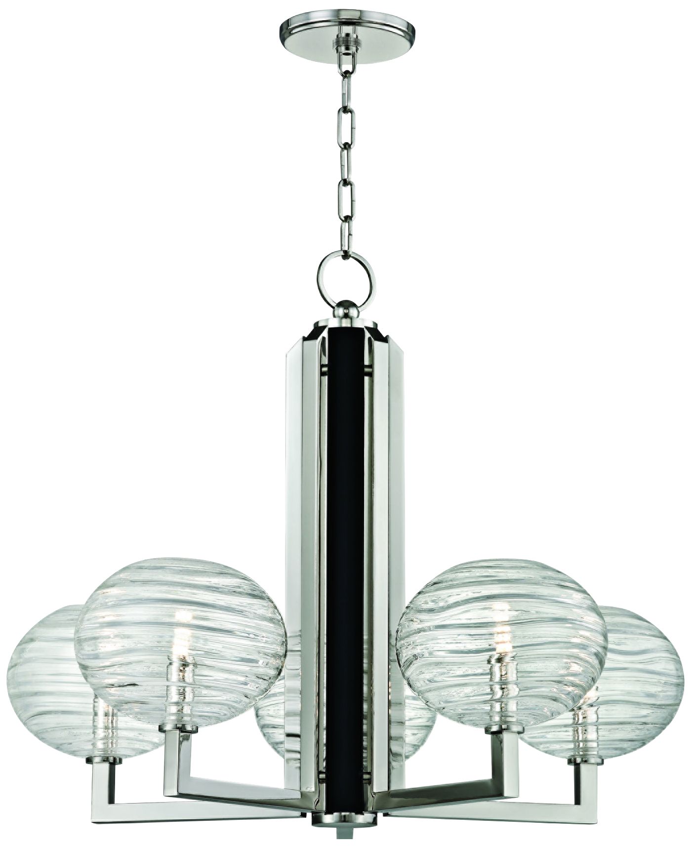 Hudson Valley Breton 30"W Polished Nickel 5-LED Chandelier