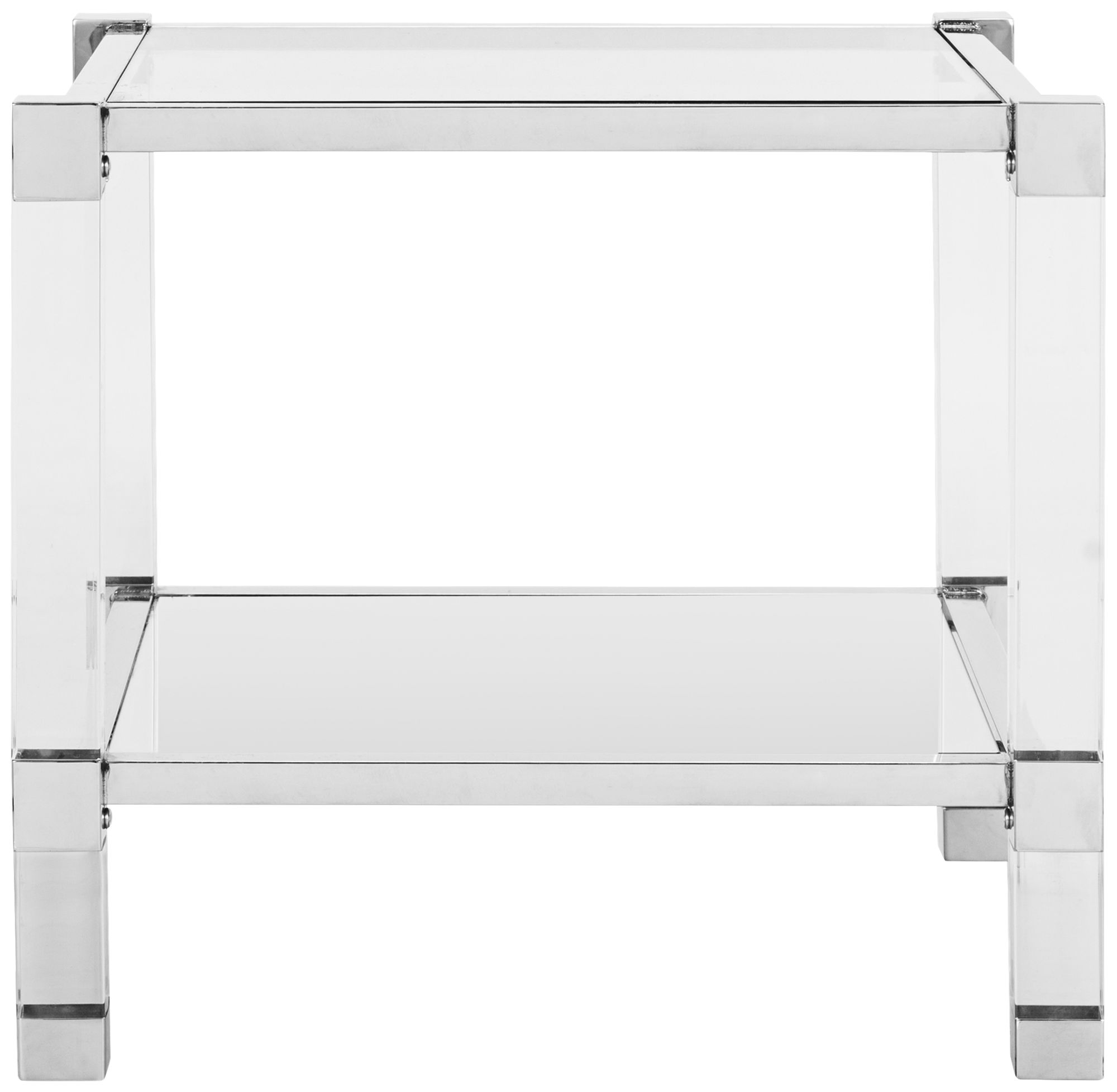 Angie 24" Wide Chrome and Clear Glass Square End Table