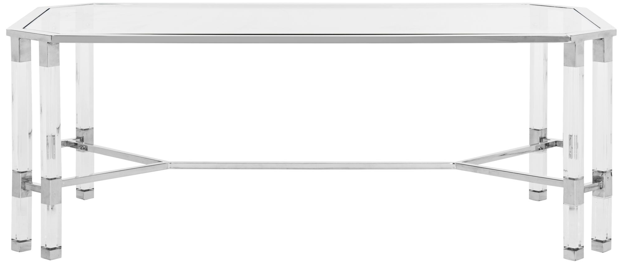 Chandon 48" Wide Chrome Steel and Clear Glass Coffee Table