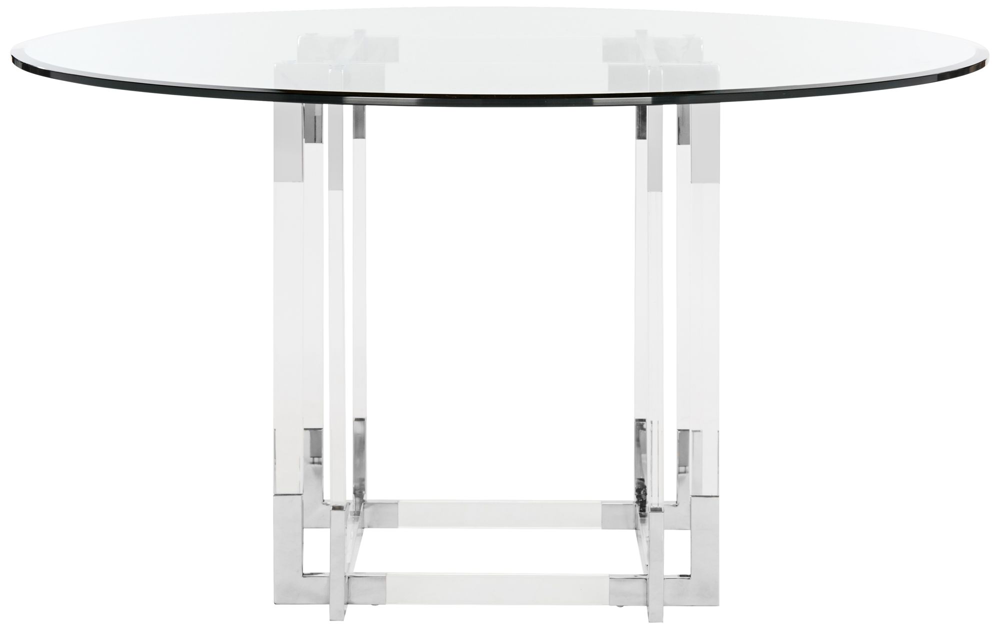 Couture Koryn 54" Wide Chrome and Clear Glass Dining Table