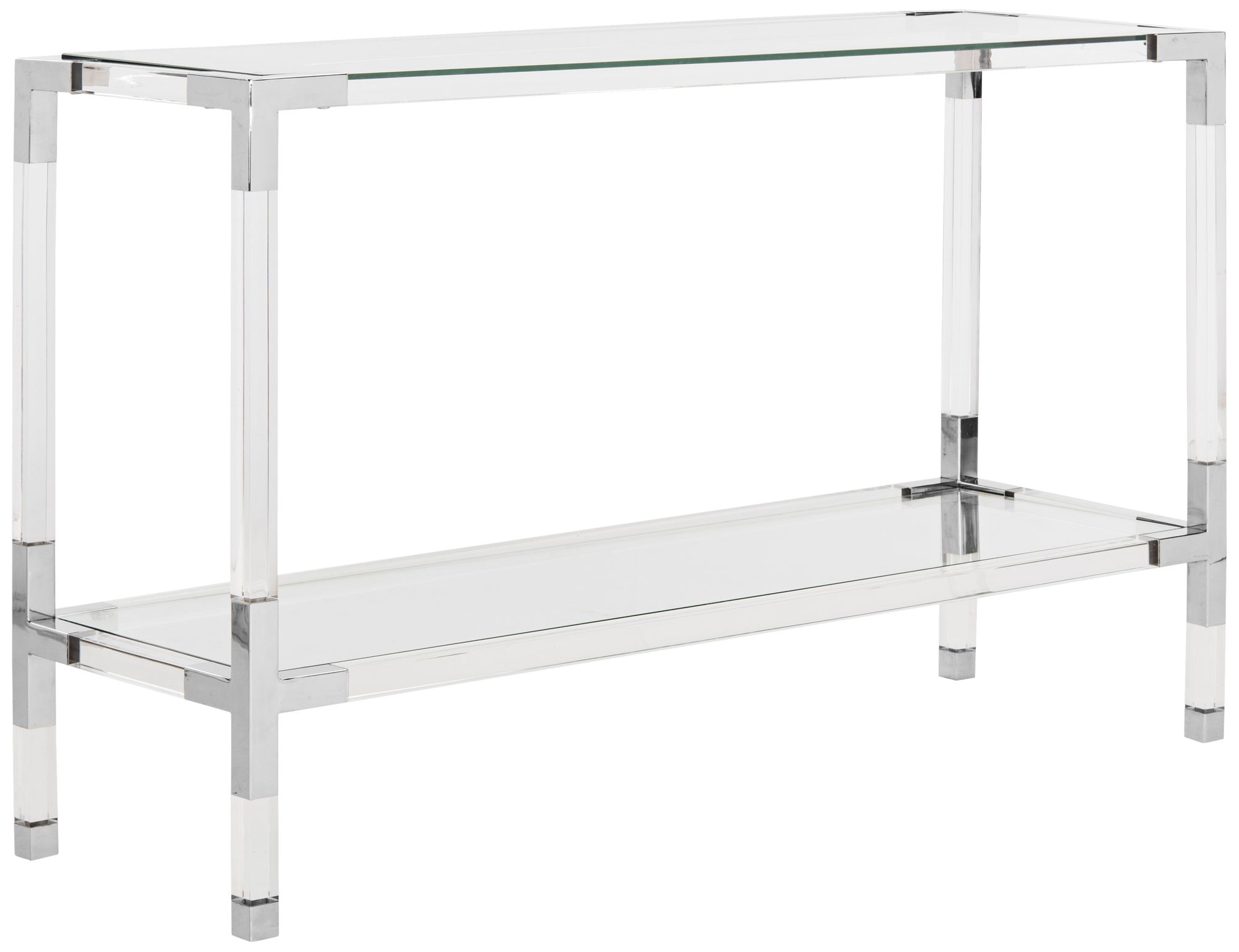 Arverne 47" Wide Chrome and Clear Glass Modern Console Table