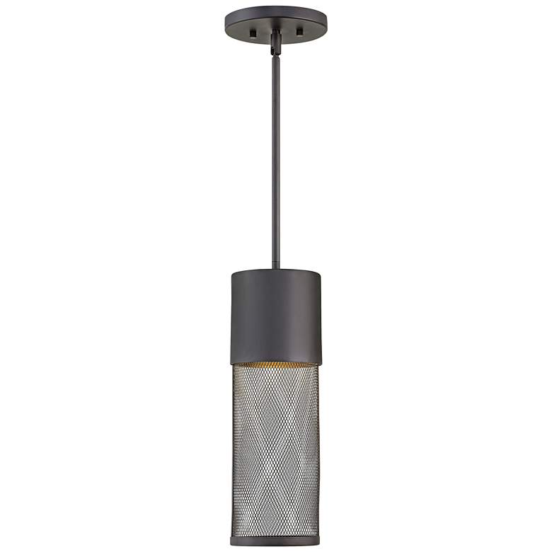Image 1 Aria 19 1/4" High Black and Steel Mesh Outdoor Hanging Light