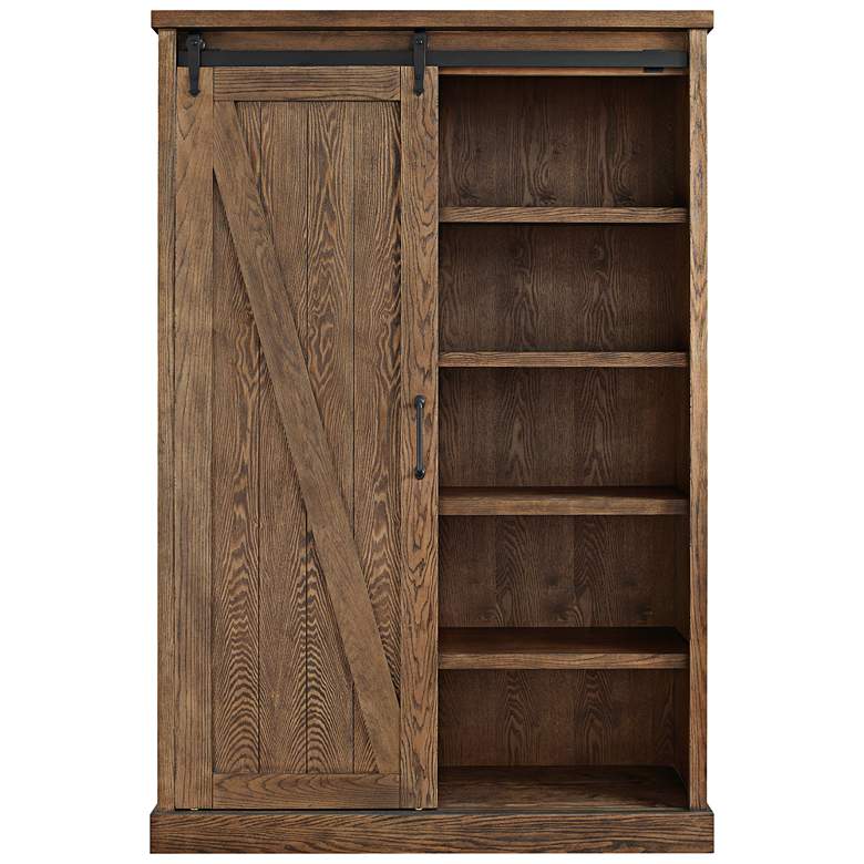 Avondale 72&quot; High Weathered Oak 5-Shelf Wood Bookcase