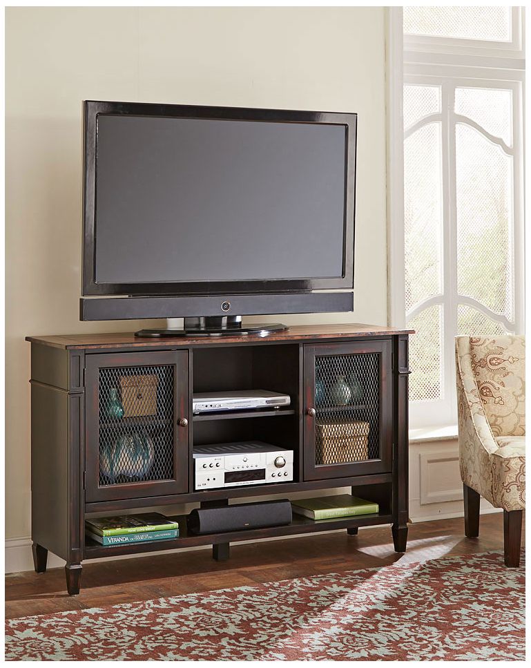 Navarro 60" Wide Two-Toned Aged Clove 2-Door Wood TV Stand