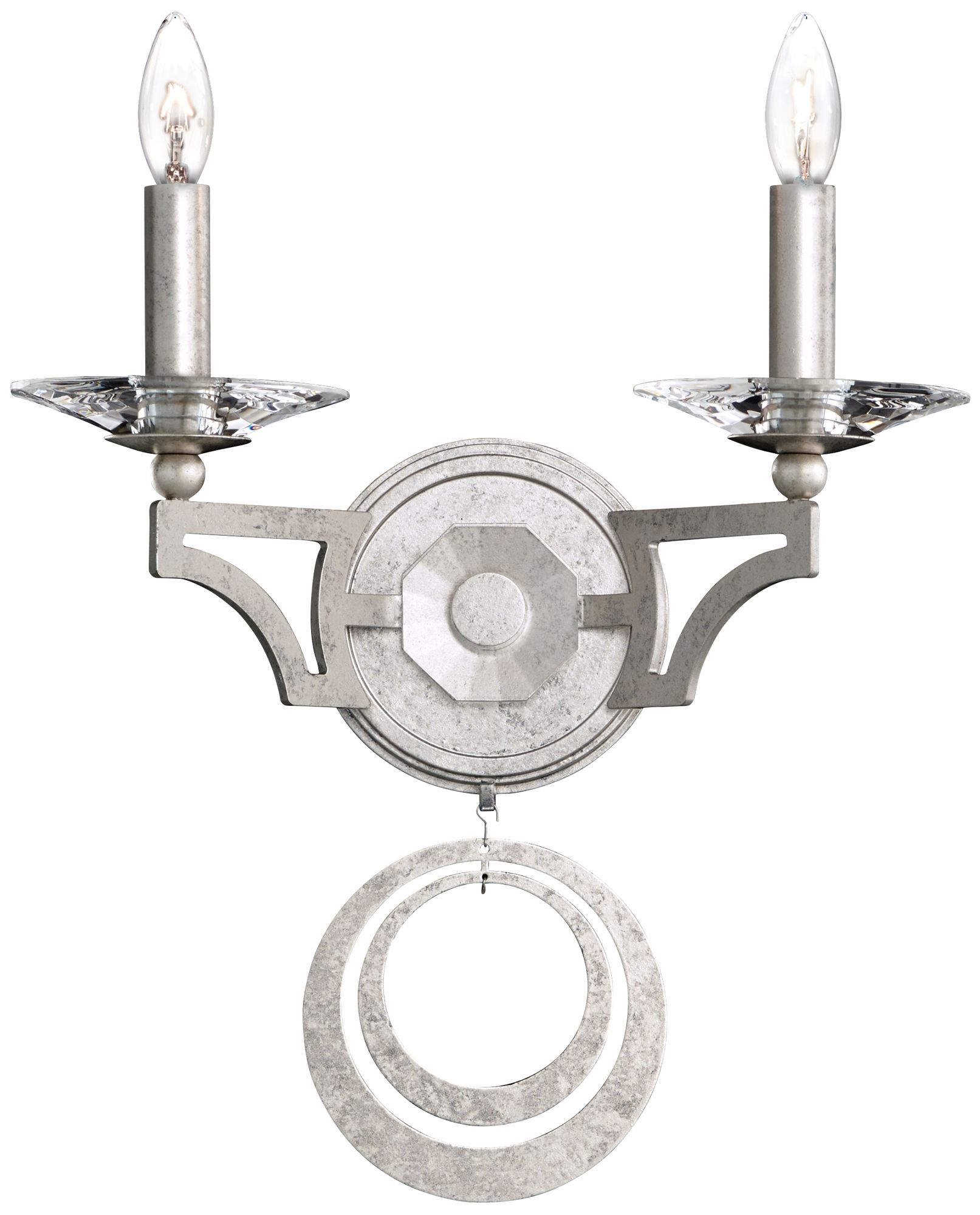 Schonbek Gwynn 16" High Silver and Crystal 2-Light Wall Sconce
