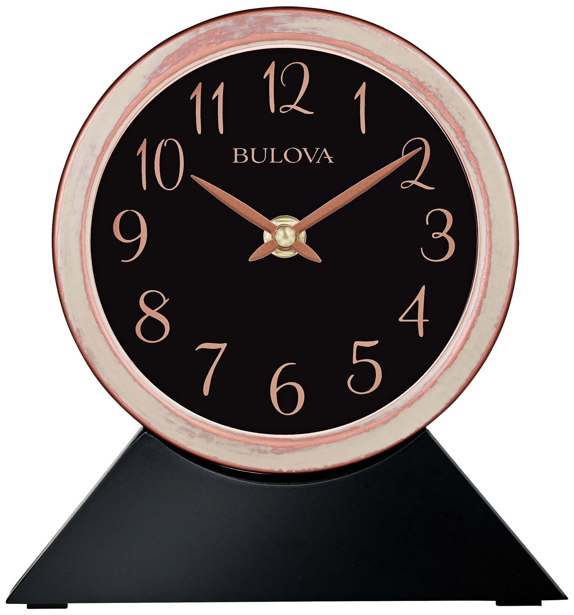 Bulova Port Jeff Copper and Ebony 7 1/4"H Metal Table Clock