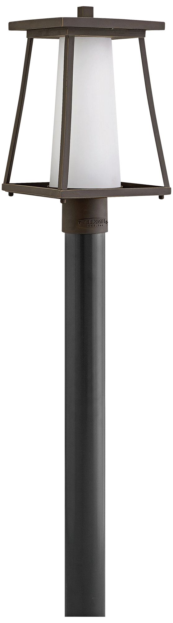 Burke 16"H Rubbed Bronze and Opal Glass Outdoor Post Light