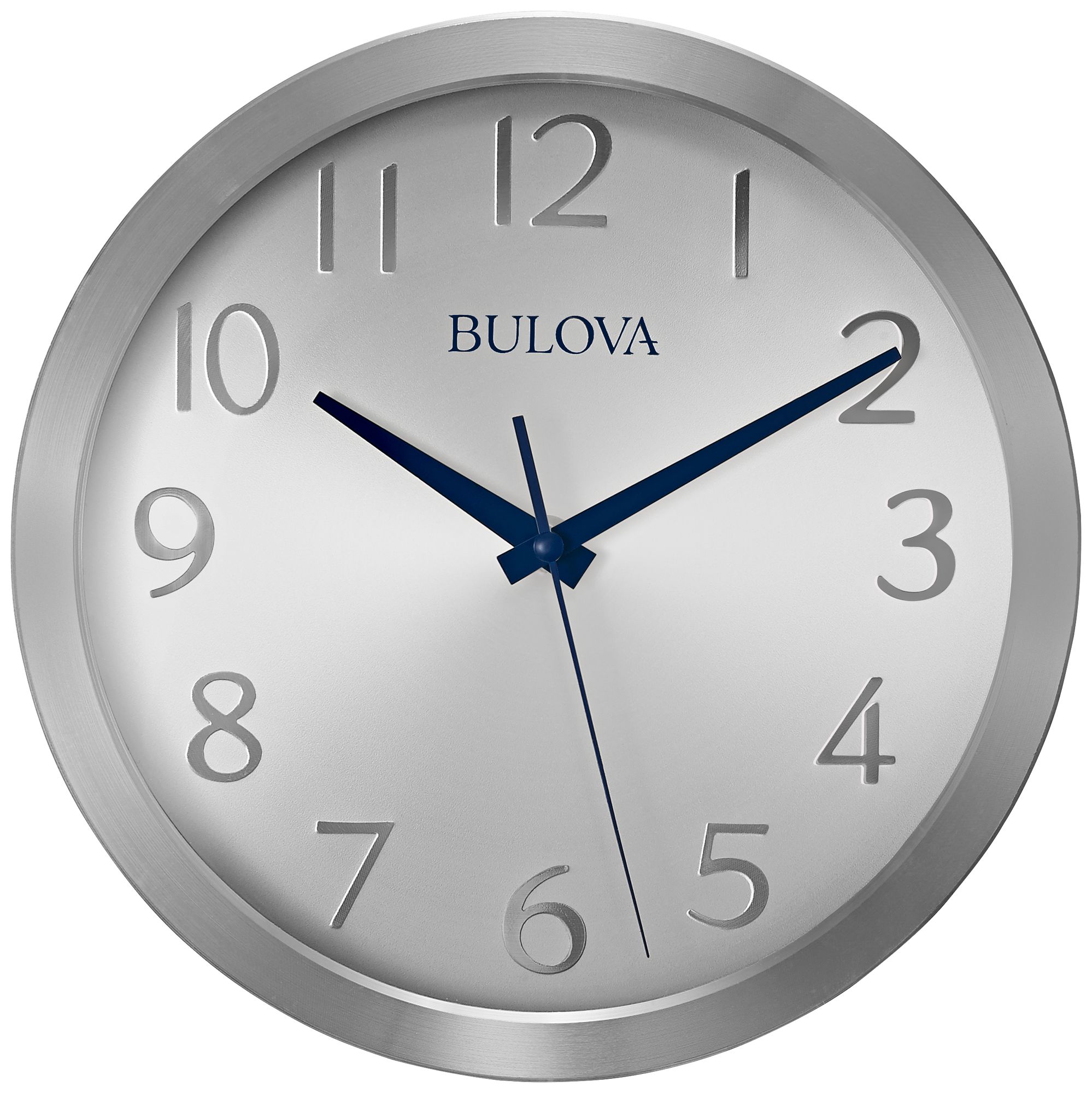 Bulova Winston Silver Metal 9 3/4" Round Wall Clock