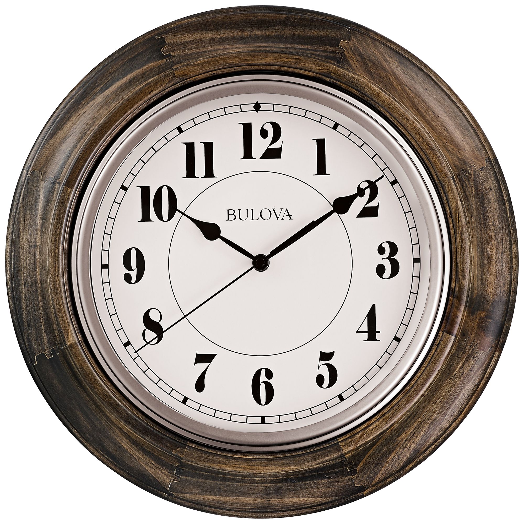 Bulova Albany Dark Cherry Wood 16" Round Wall Clock