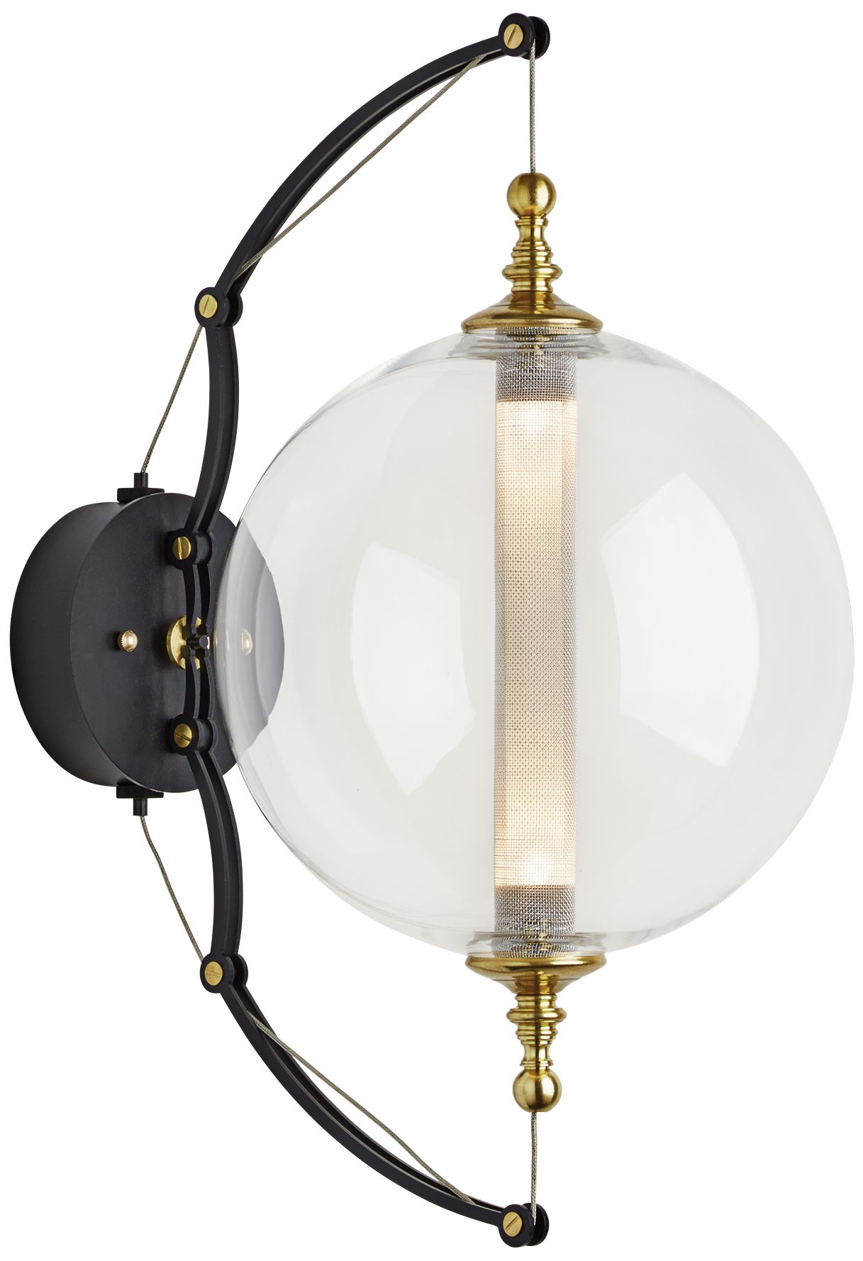 Otto Sphere 21 1/2" High Brass and Black Wall Sconce