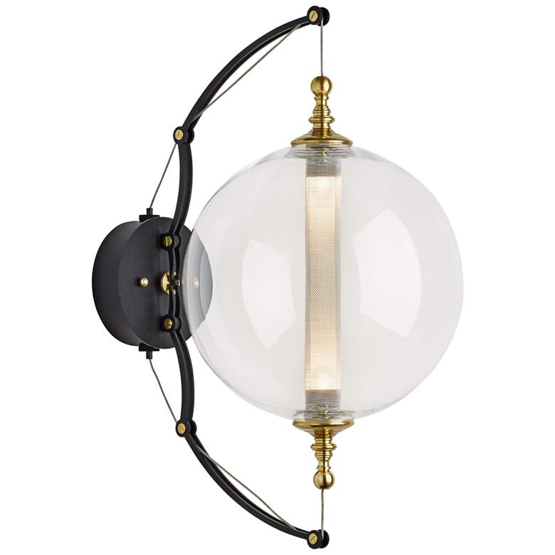 Otto Sphere 21 1/2&quot; High Brass and Black Wall Sconce