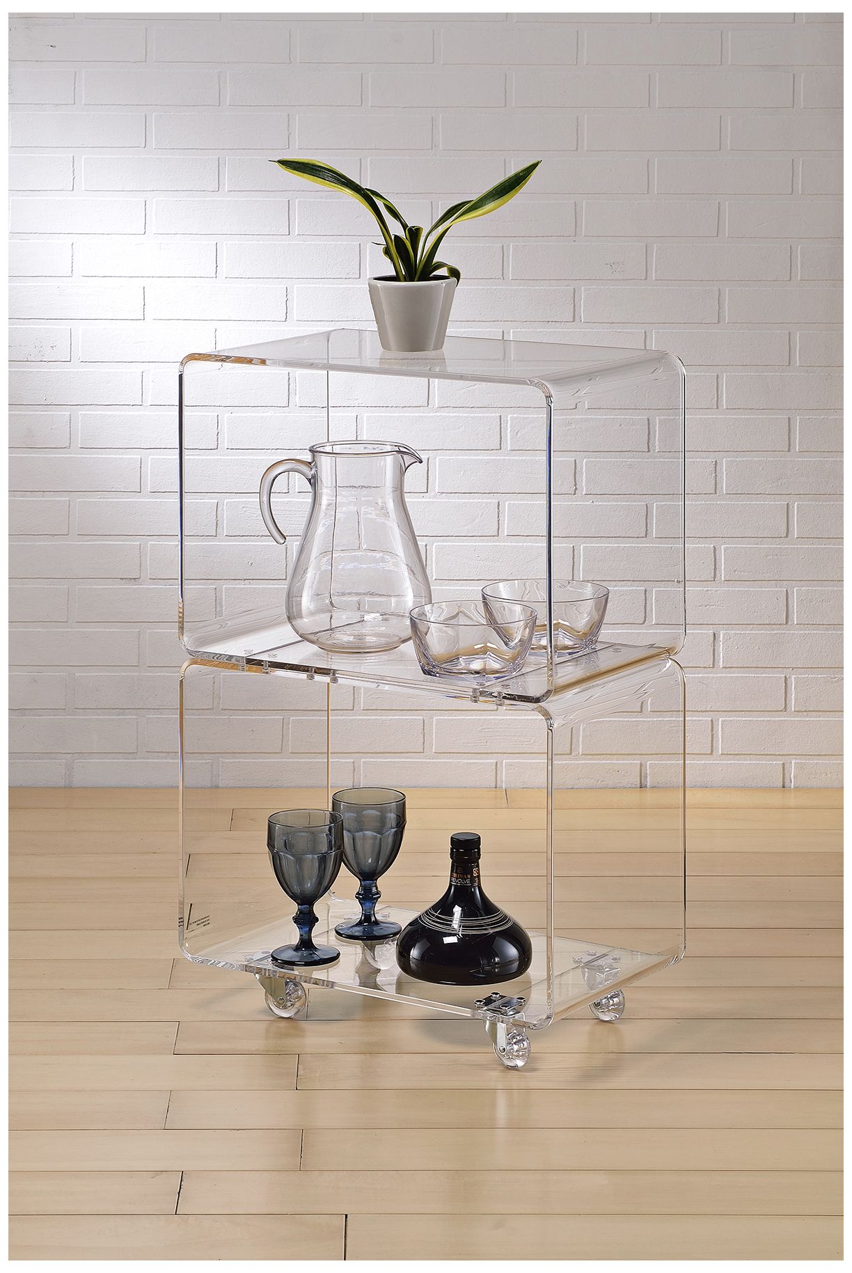 Sundeen Tall Acrylic Stacked Accent Table