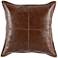 Brown Leather 22" Square Decorative Pillow