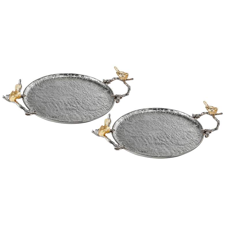 Lavada Silver and Gold Round Decorative Trays Set of 2
