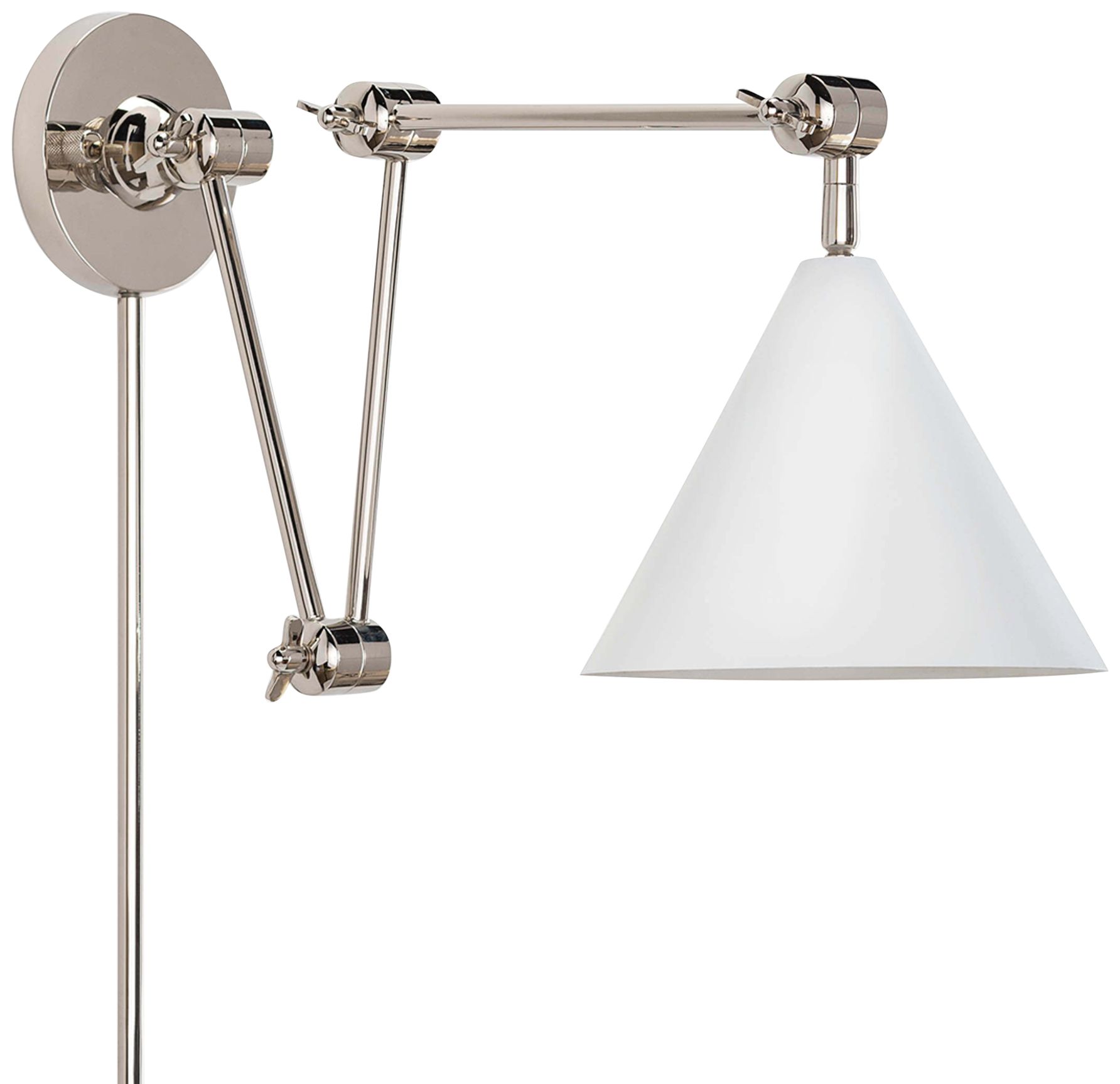 Coastal Living ZigZag Polished Nickel and White Task SwingArm Wall Lamp 223H0 Lamps Plus