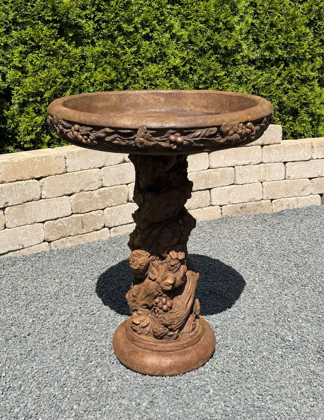 Henri Studio 31" High Large Grapevine Cast Stone Bird Bath