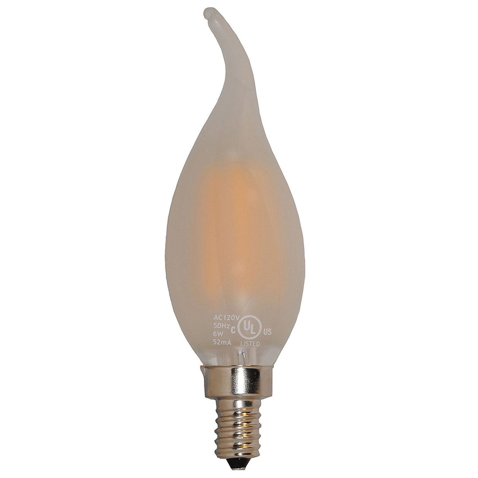 60W Equivalent Frosted 6W LED Dimmable Candelabra Flame Tip 22K59