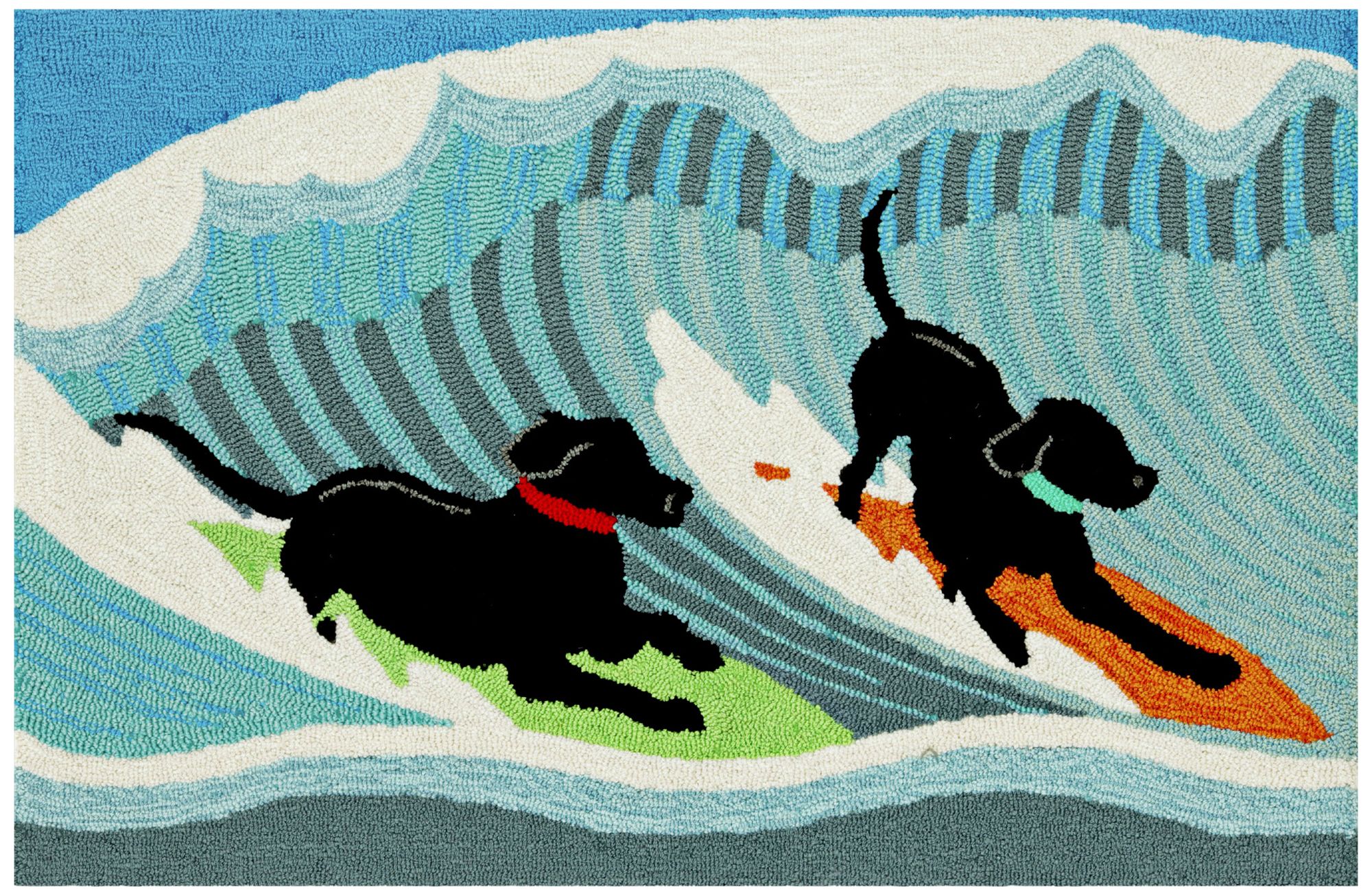 Frontporch Surfing Dogs 147304 Blue Outdoor Area Rug