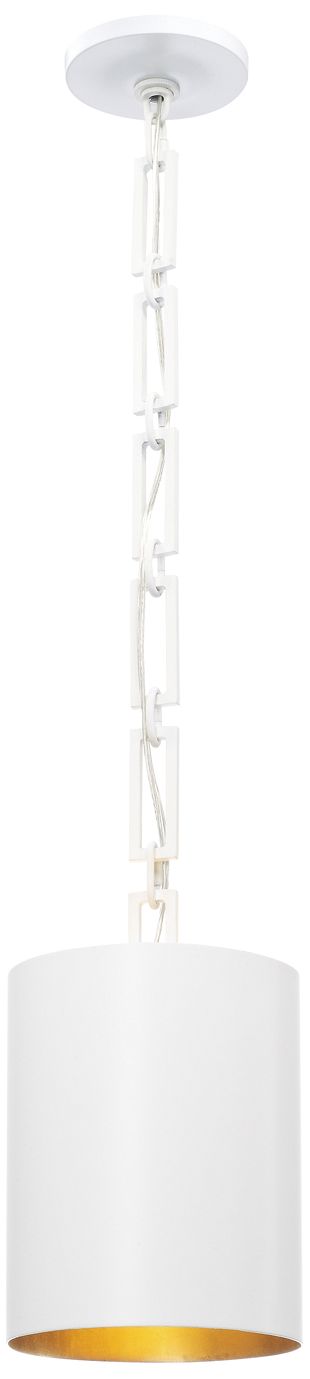 Crystorama Alston 8" Wide Matte White and Gold Mini Pendant