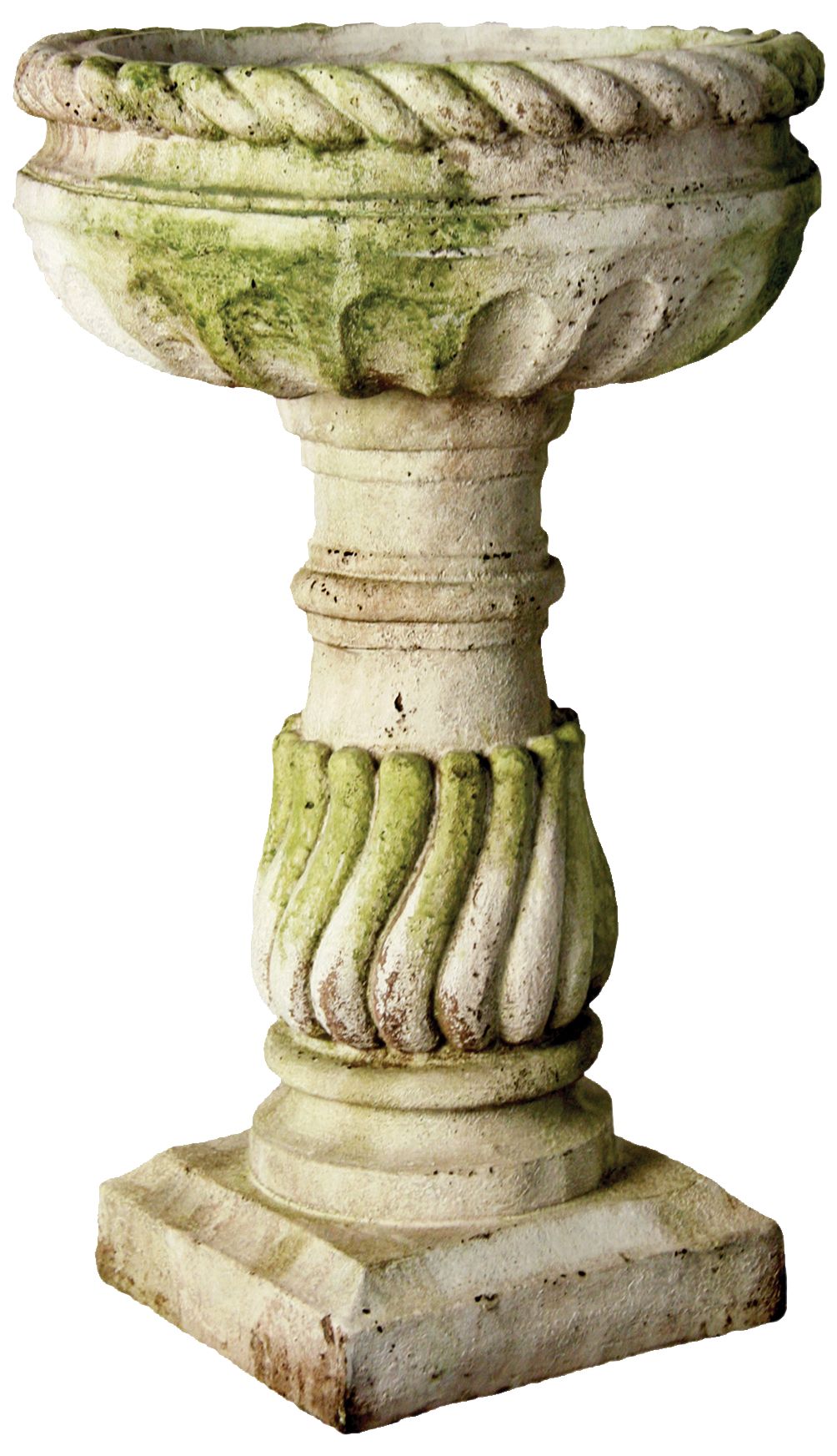 Orlandi Roma 25" High White Moss Outdoor Bird Bath
