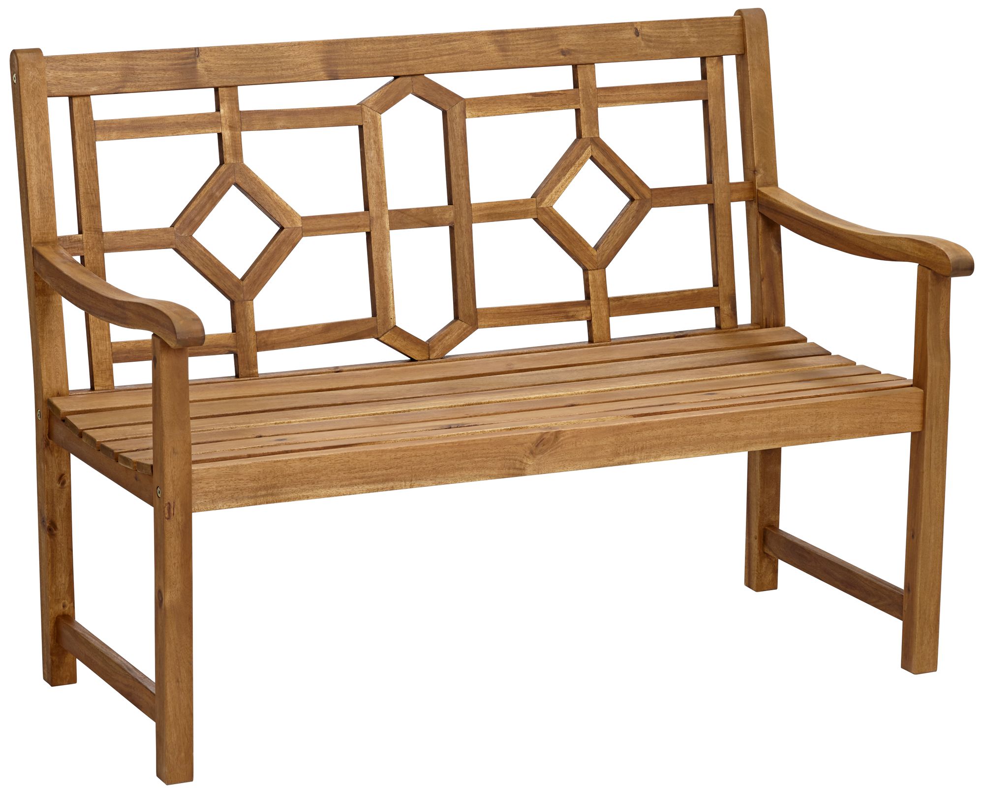 Pacific Grove 47 1/2"W Natural Wood Geometric Outdoor Bench