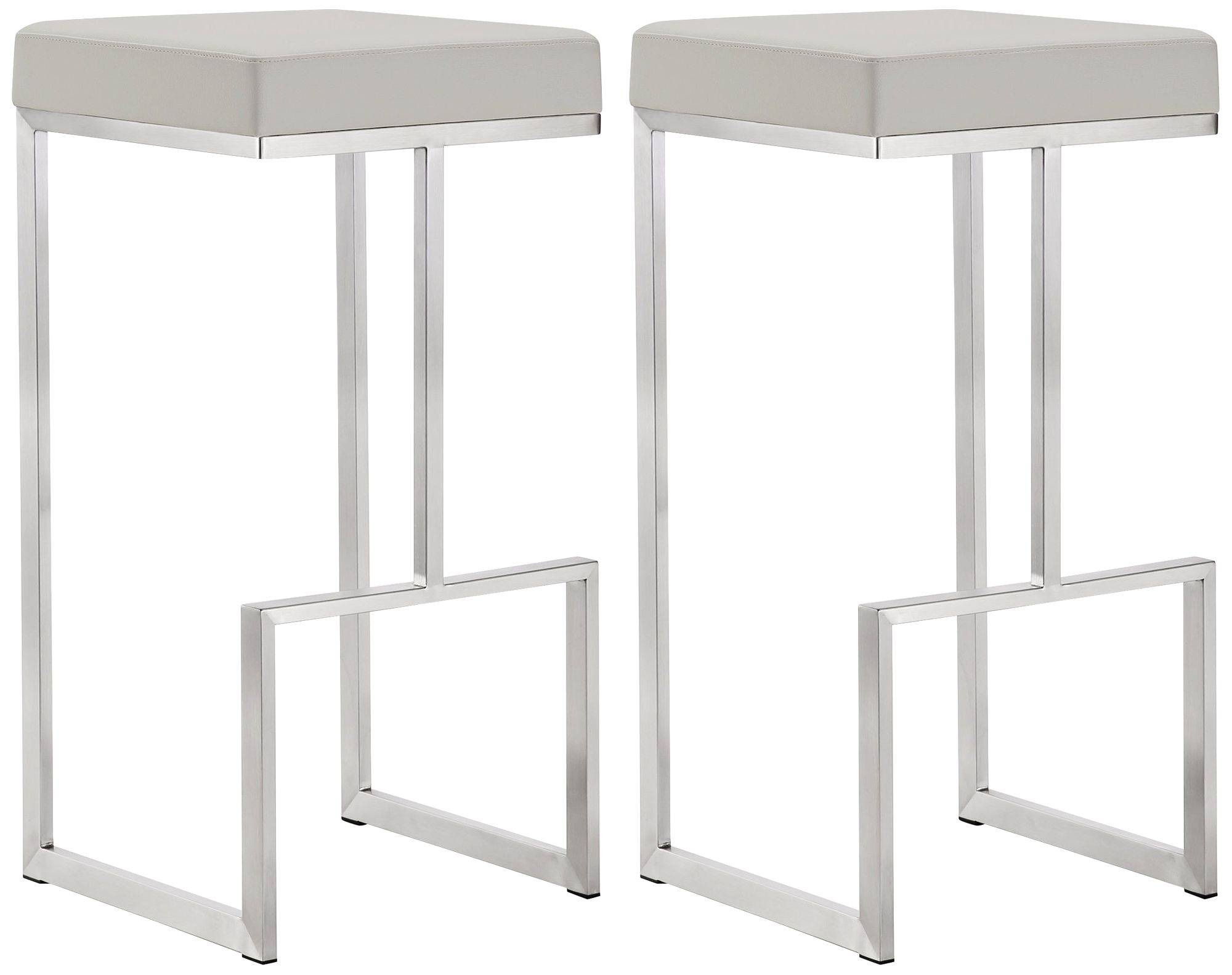Ferrara 29 1/2" Light Gray and Steel Barstool Set of 2