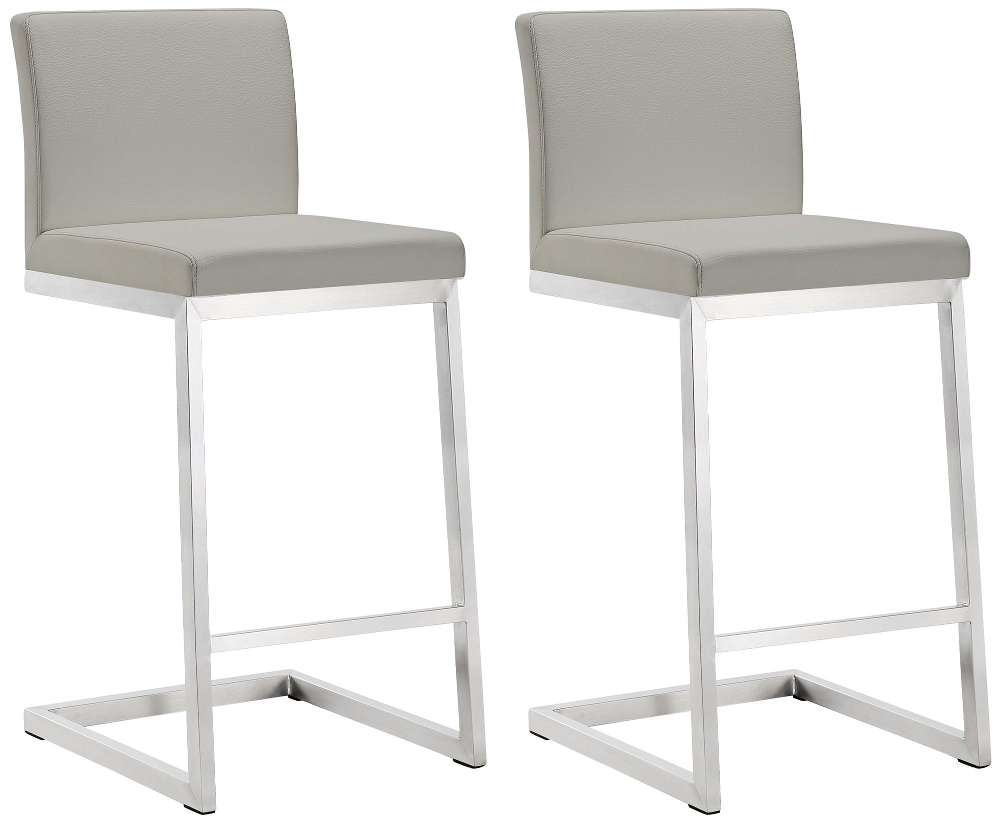 Parma 26" Light Gray and Steel Counter Stool Set of 2