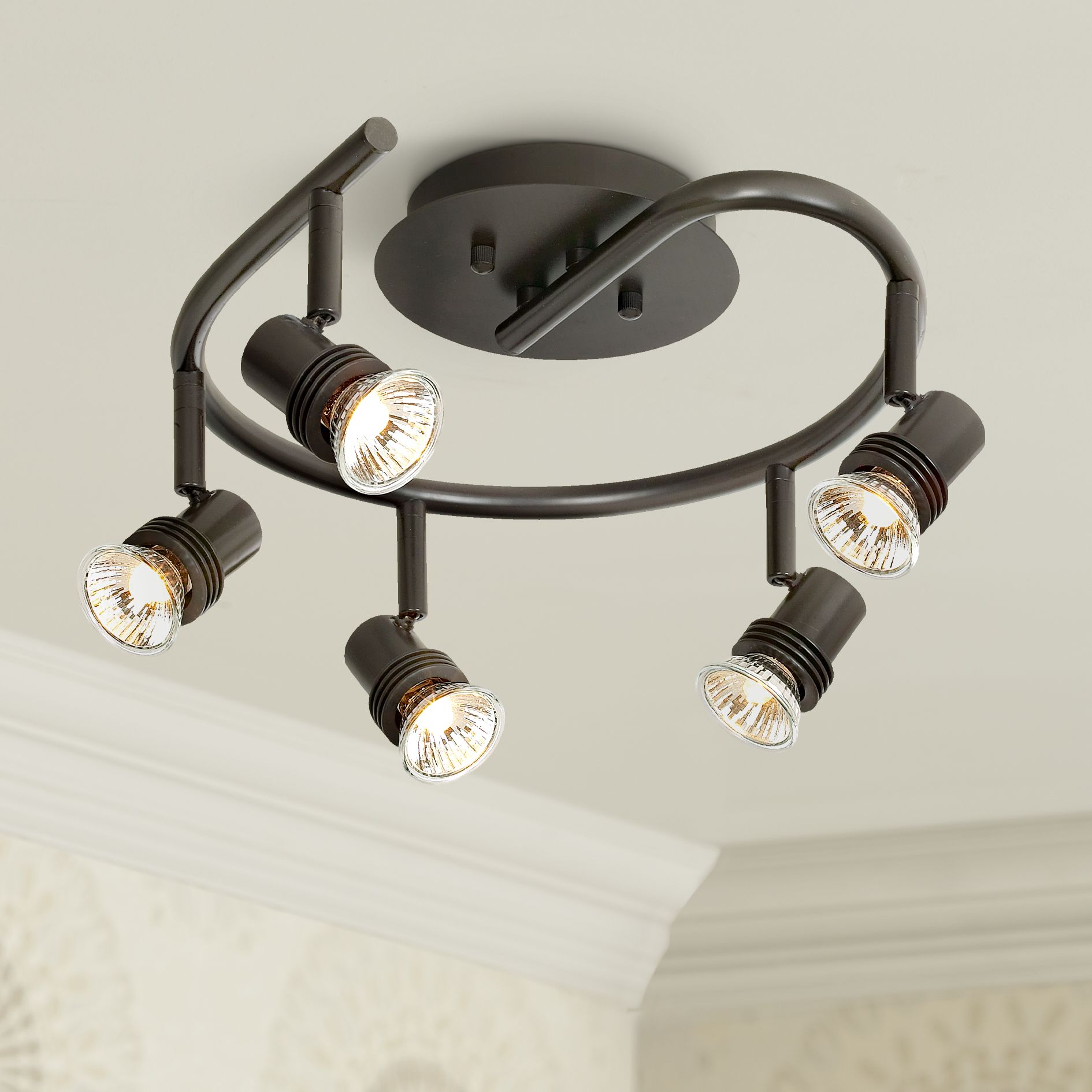 Details About Pro Track Spiral Bronze 5 Light Ceiling Fixture